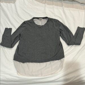Ann Taylor - Gray sweater with built in White inner shirt hem. Super cute back!